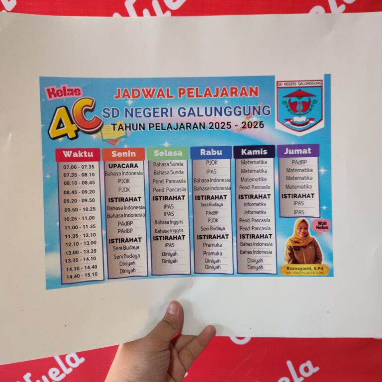 Cetak Jadwal Pelajaran Anak Sekolah Dasar dengan Desain Menarik dan Edukatif
