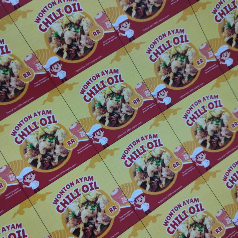 Cetak Stiker Kemasan Wonton Ayam Cili Oil di Tasikmalaya